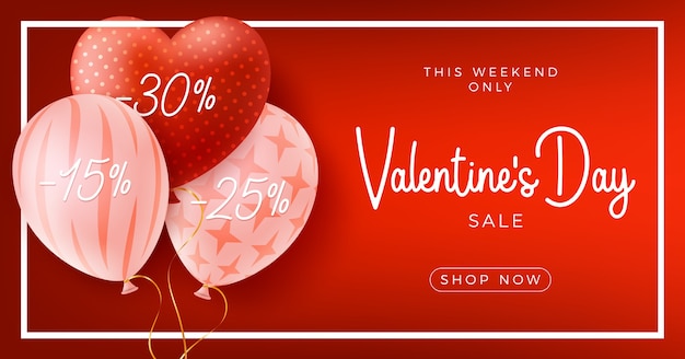 Felice e sicuro san valentino con cuore di palloncini