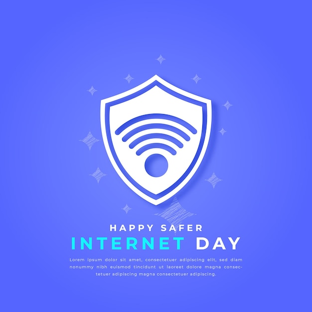 Happy safer internet day paper cut design illustration for background poster banner advertising