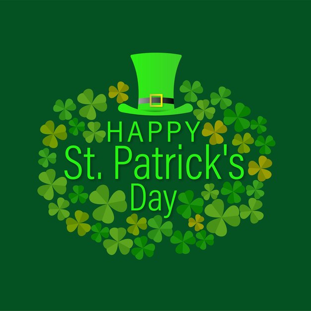 Vector happy saint patrick's day-achtergrond met realistische groene klaverbladeren, advertentie, banner