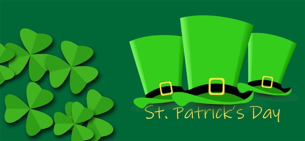 Happy Saint Patrick's Day background with realistic green shamrock leaves, advertisement, banner