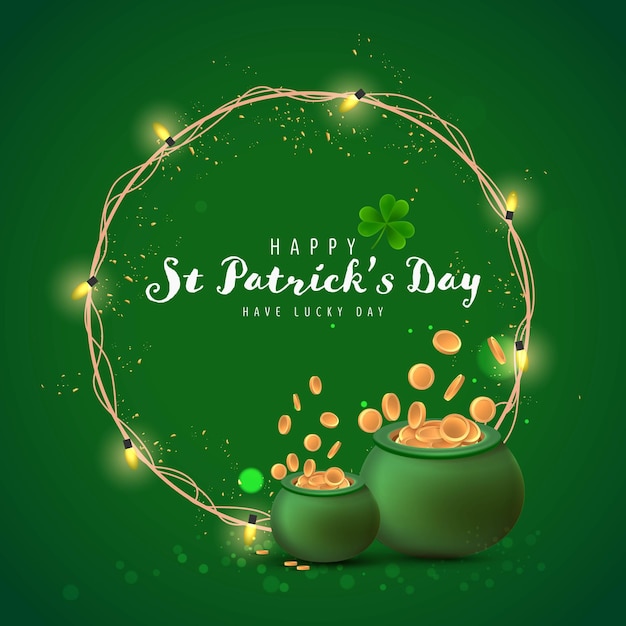 Happy Saint Patrick's Day grafische sjabloon met klaverblad vectorillustratie