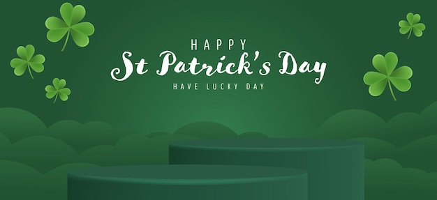 Happy Saint Patrick's Day Graphic Template with Clover Leaf Vector Illustration