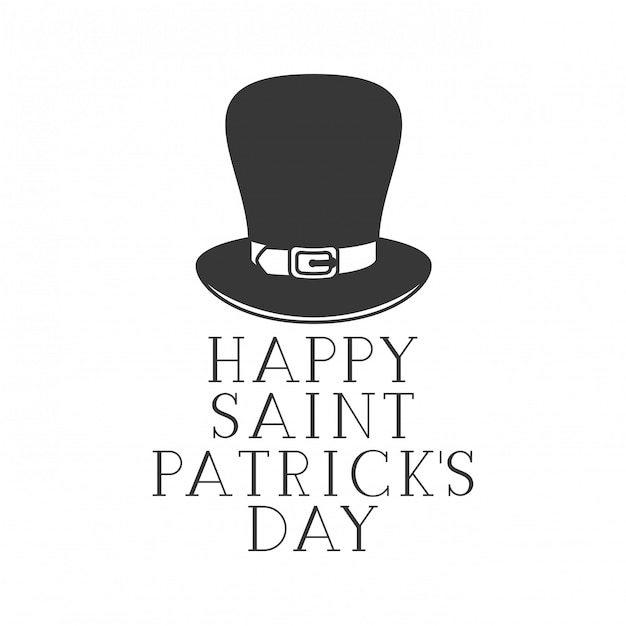 Happy saint patrick`s day label with leprechaun hat icons