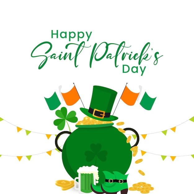 happy saint patrick's day with celebration elements background design image