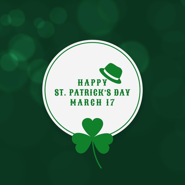 Happy saint patricks day clover leaves bokeh background