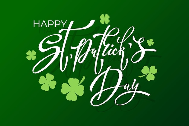 Happy saint patricks day handwritten lettering typography hand drawn design elements logos and emblems for invitation card