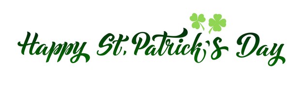 Happy saint patricks day handwritten lettering typography hand drawn design elements logos