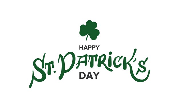 С Днем Святого Патрика Ирландский праздник 17 марта Листья клевера и трилистника Зеленые и оранжевые