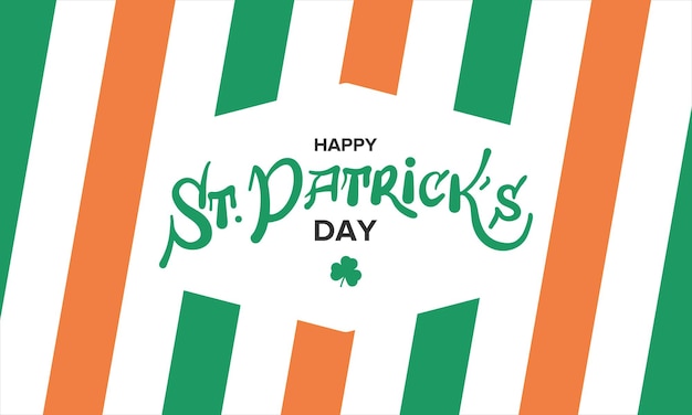 Happy Saint Patricks Day Irish holiday in March 17 Clover and shamrock leaves Green and orange