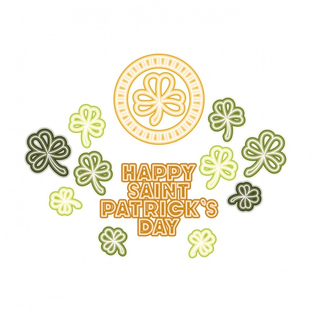 Vector happy saint patricks day label with clover icons