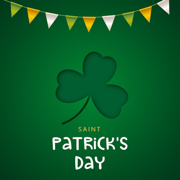 Happy saint patricks day poster met klaverblaadjes op groene achtergrond