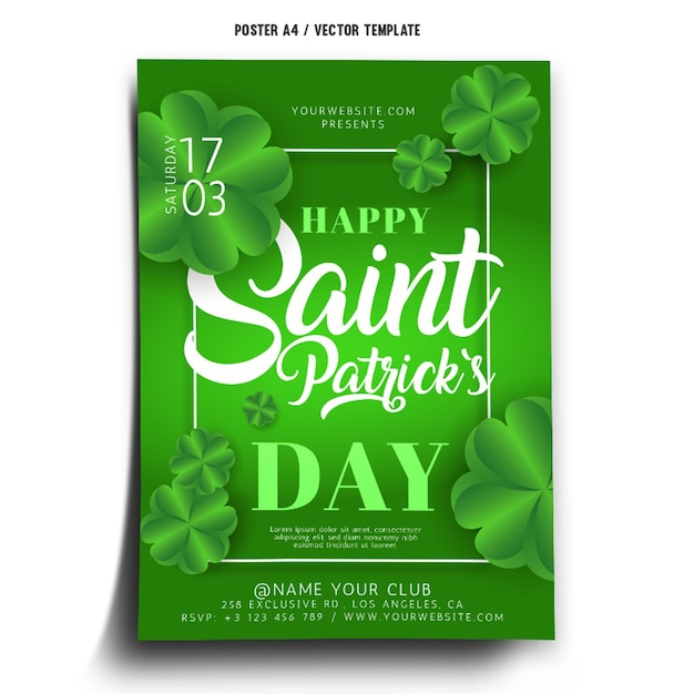 Вектор Шаблон плаката happy saint patricks green day