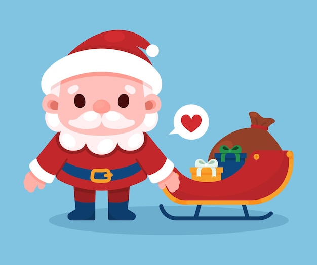 Happy santa claus with carriage of present