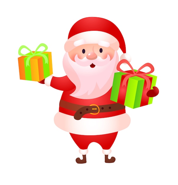 Happy Santa Claus with Christmas gifts