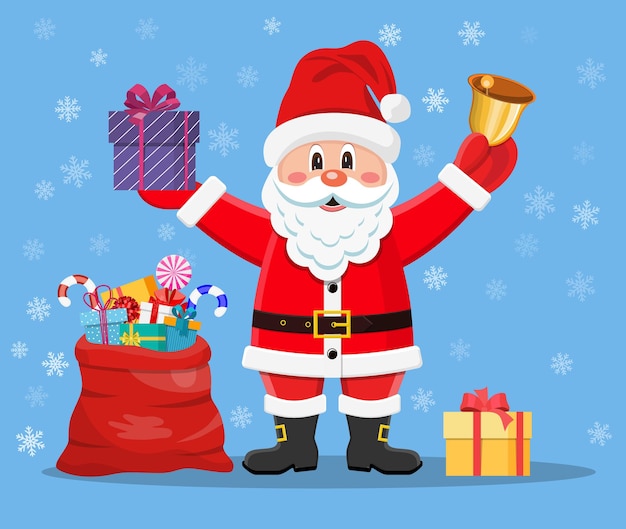 Happy Santa Claus with presents