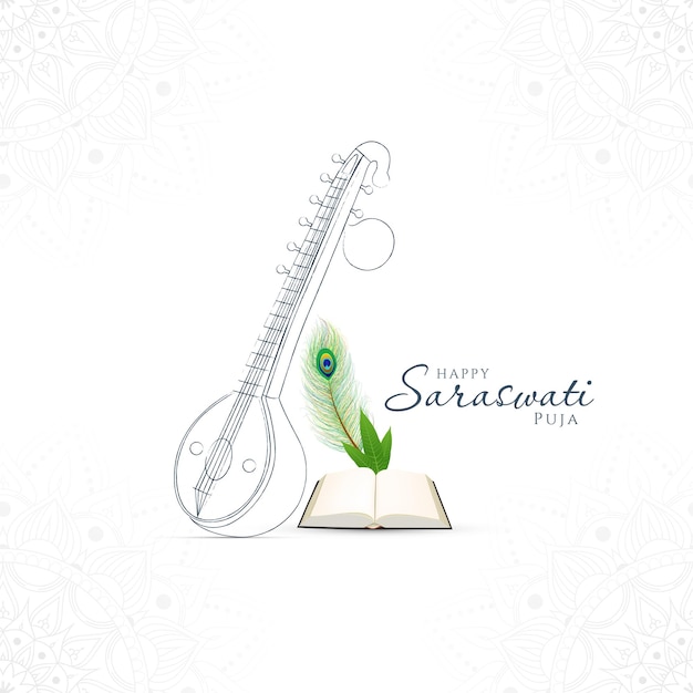 Vector happy saraswathi puja social media post