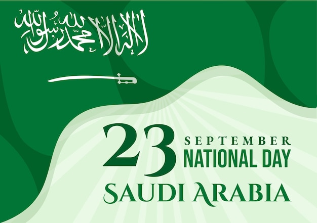 Happy Saudi Arabia National Day Vector Illustration on September 23 with Waving Flag Background