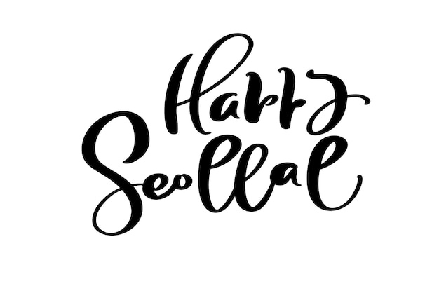 Happy Seollal handwritten vector calligraphy text Korean lunar new year Modern brush ink lettering