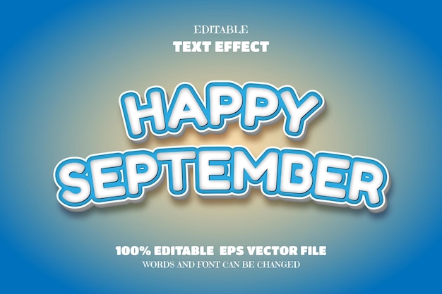 Vettore felice settembre effetto carattere modificabile del testo