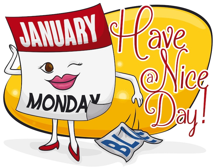 वेक्टर happy sexy female calendar winking and wishing at you a nice day during blue monday beating the myth