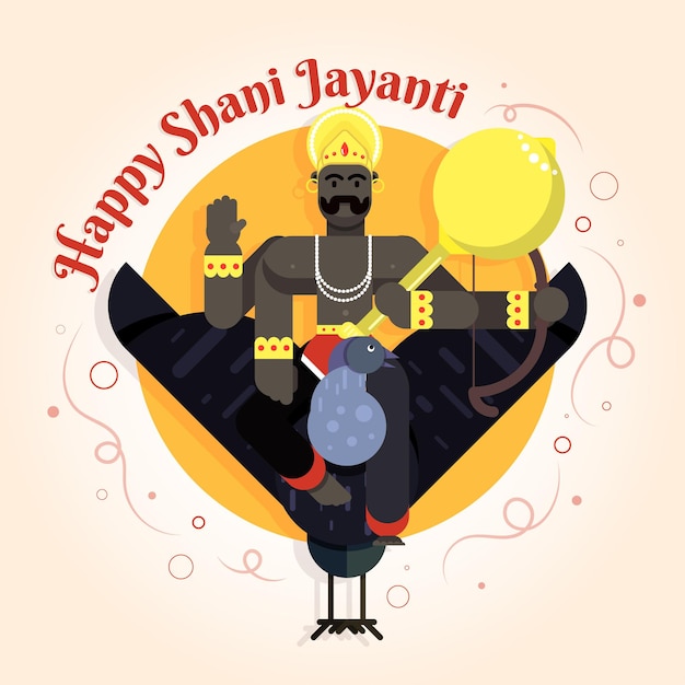 Happy shani jayanti god diwas hindu festival celebration indian culture greeting crow vector design