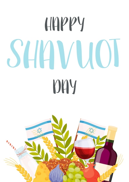 Vector happy shavuot day wenskaart flyer concept vertaling uit hebreeuwse tekst happy shavuot vector illustratie