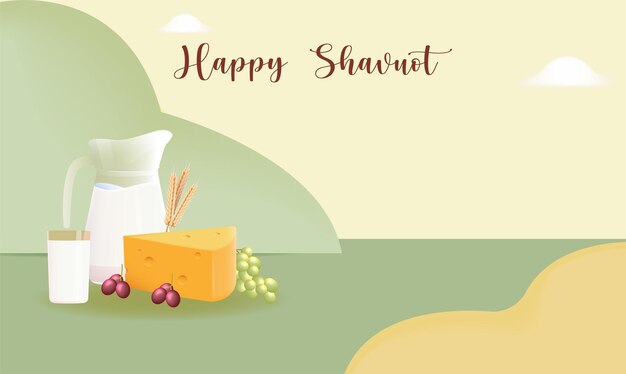 Happy Shavuot Template Banner with 3D Style Jewish Holiday Vector Illustration