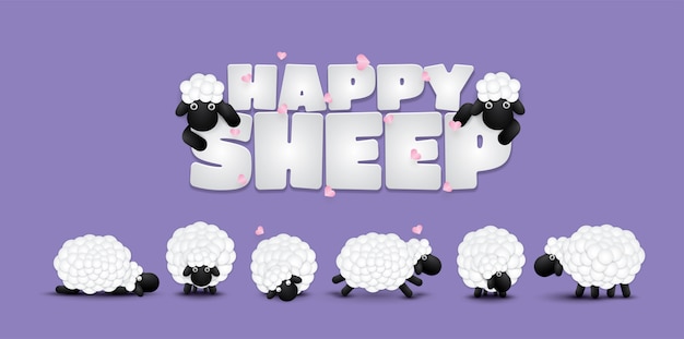 Happy sheep on background