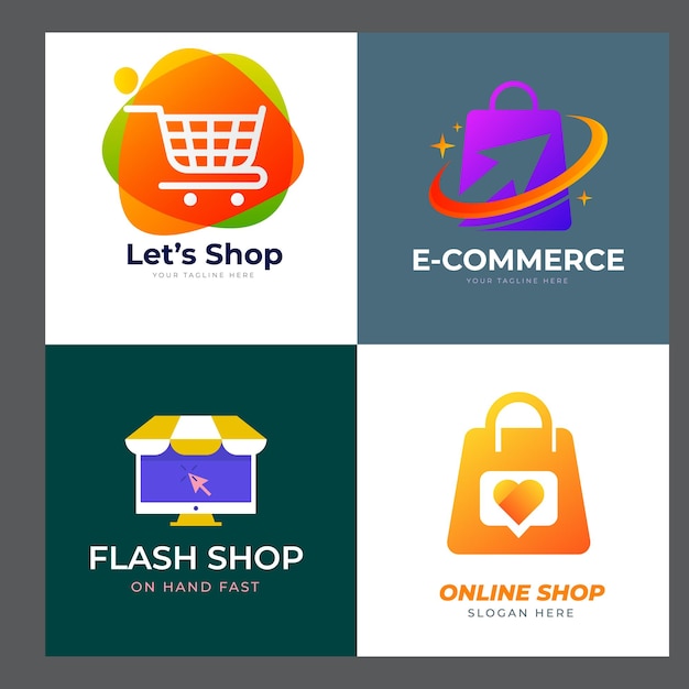 happy shop logo design template shopping logo design stock