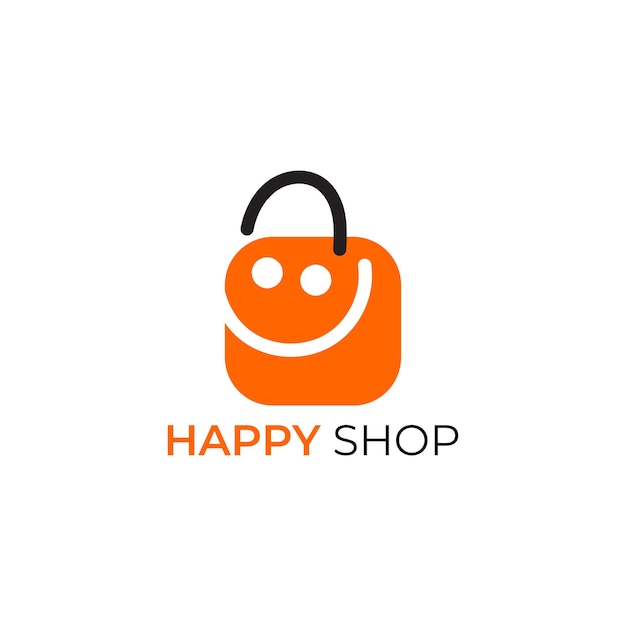 happy shop logo design template shopping logo design stock