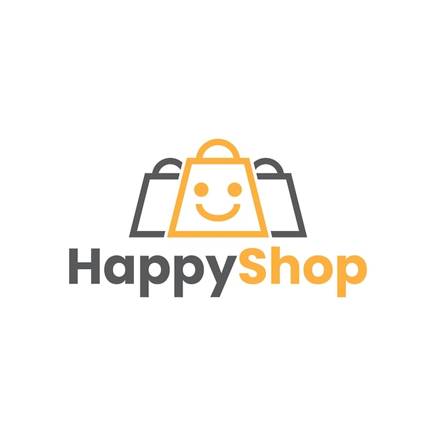 Premium Vector | Happy shop logo template