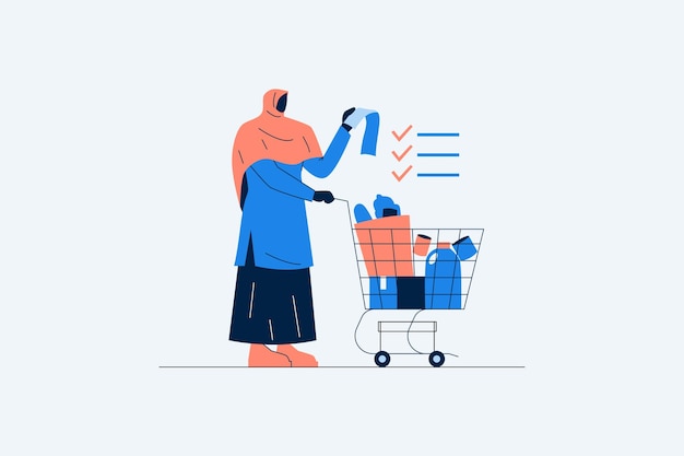 Happy shopping vector illustration in flat style