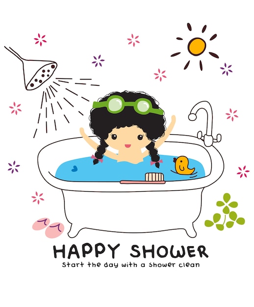 Vector happy shower doodle vector