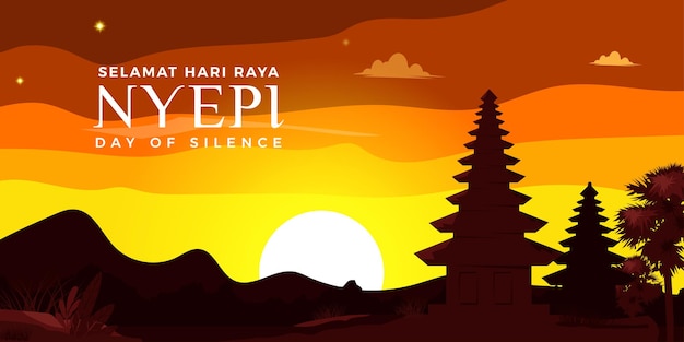 Happy silence day with sunset from bali island