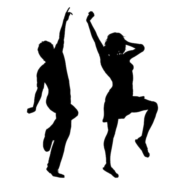 Vector happy silhouette men and woman