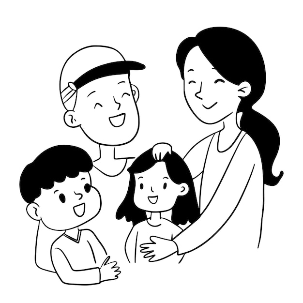 Happy sincere family relationship Great memories of life Outline design