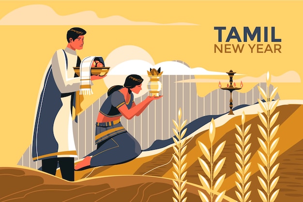 Happy sinhala e tamil new year background design (design di sfondo per il nuovo anno singalese e tamil)