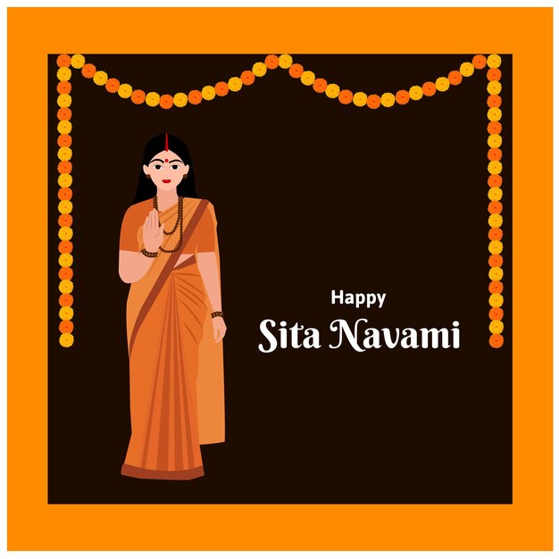 Happy Sita Navami Indian Hindu Festival Celebration Vector Design