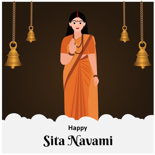 Happy Sita Navami Indian Hindu Festival Celebration Vector Design