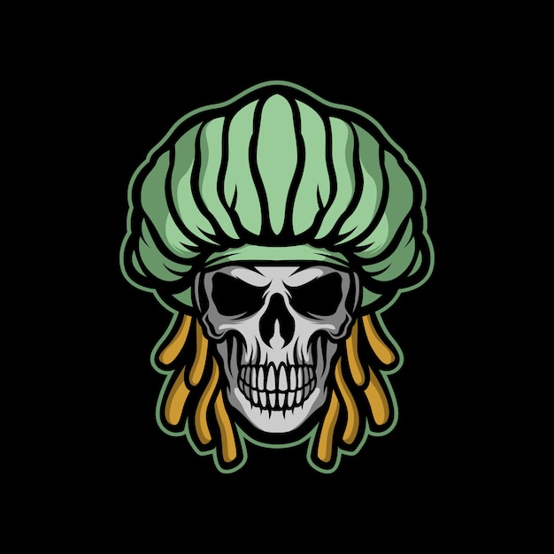 Vector happy skull with dreadlocks