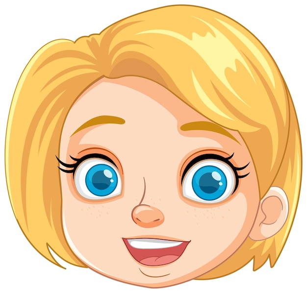 Vector happy smiling beautiful girl with short blonde hair