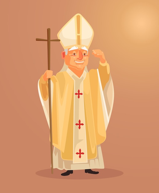 Vector happy smiling catholic priest character