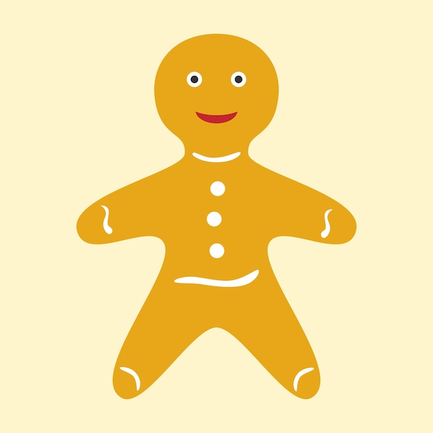 Vector happy smiling gingerbread man on light background. eps 8 vector illustration, no transparency