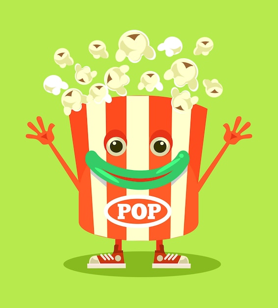 Happy smiling isolated pop corn box character