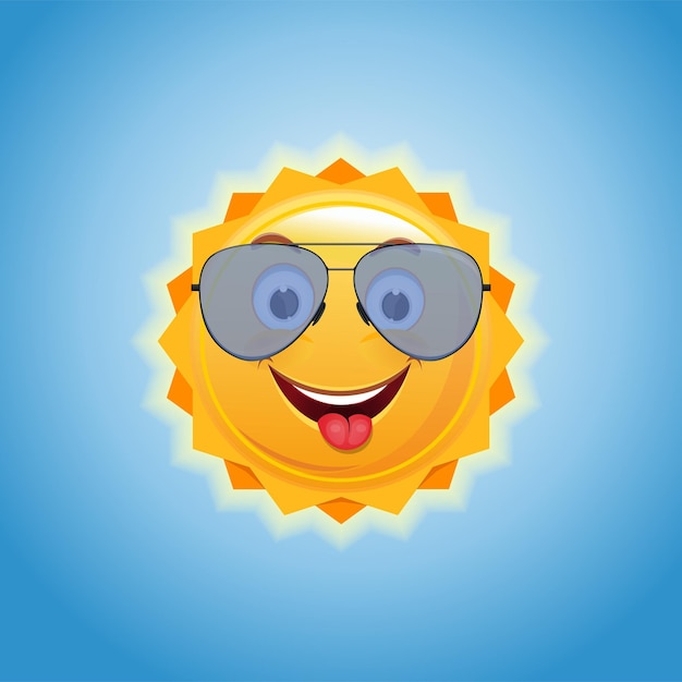 Happy smiling sun in sunglasses a b