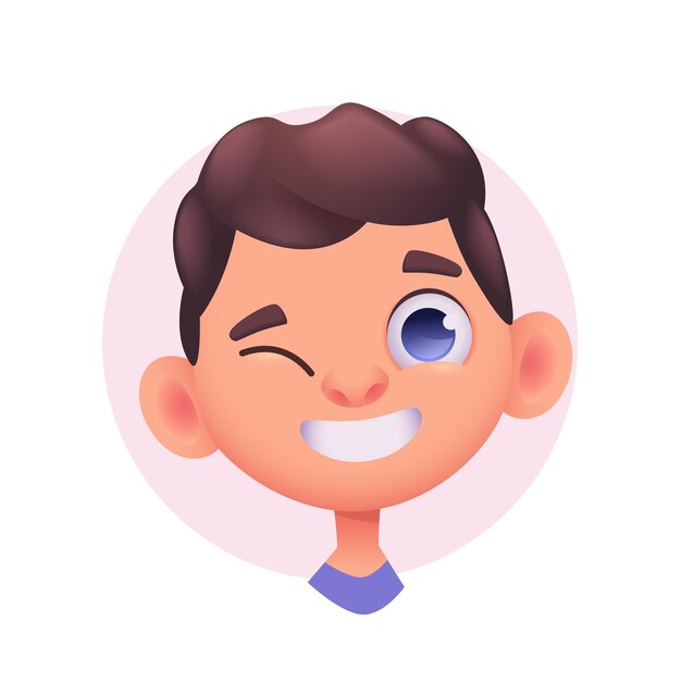 Happy smiling young european boy character avatar vector illustration