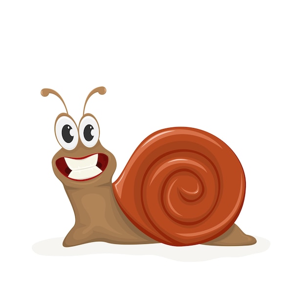 Happy snail on white background