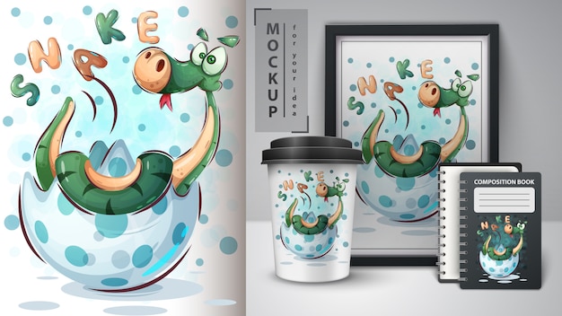 Happy snake poster en merchandising