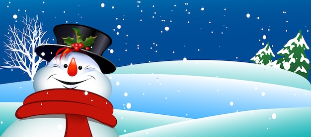 Happy snowman on christmas background