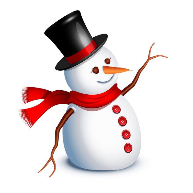 Vector happy snowman greeting with an arm